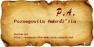 Pozsegovits Ambrózia névjegykártya
